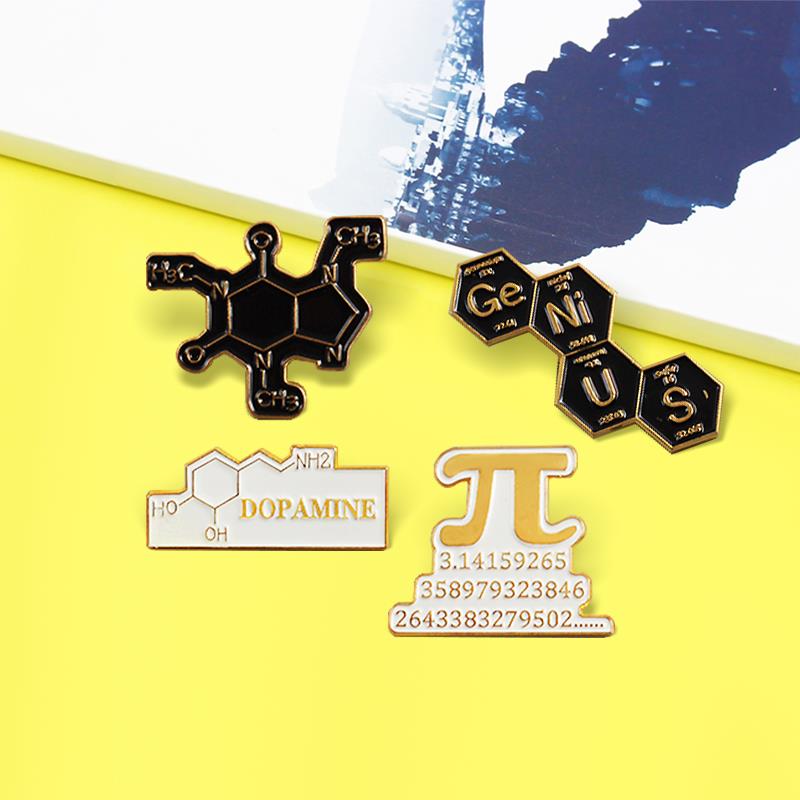 Science Buddies - 数学化学療法エナメルピン,研磨,分子構造,π バッジ,友達のジュエリー用のラペルバックパック